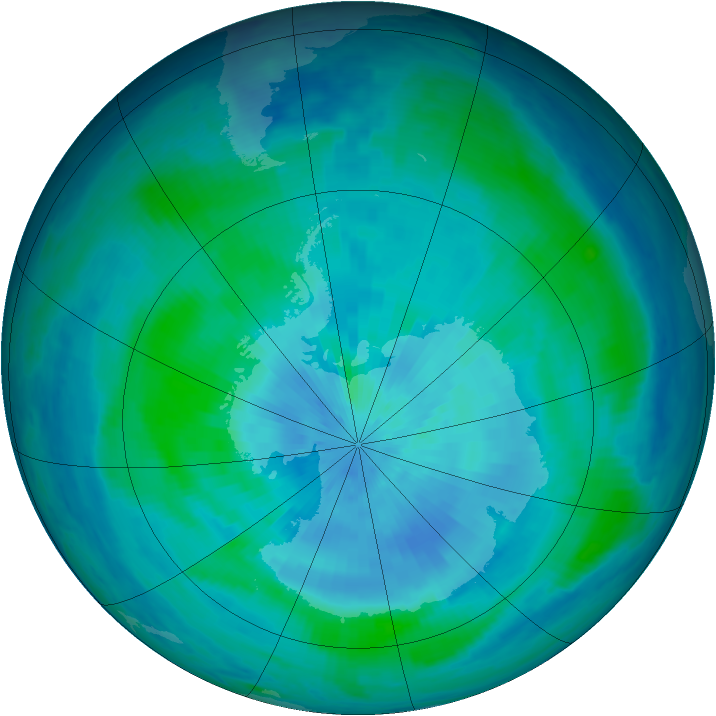 Antarctic ozone map for 14 March 1999
